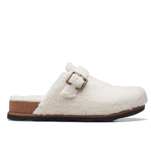Clarks Collection Brynn Ivory Sherpa Slide Clogs Size 7 - Picture 1 of 11